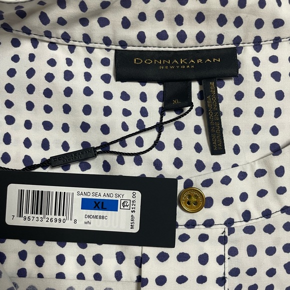 Donna Karan Black and White Patterned Button Down Shirt NEW size XL - Picture 5 of 10